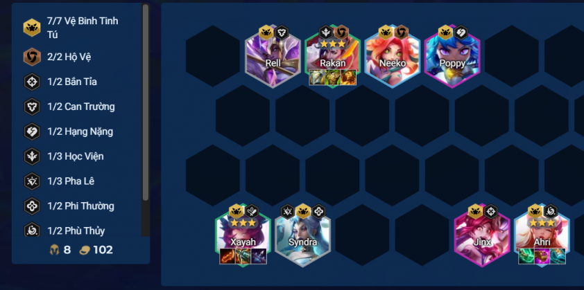 Xây dựng đội hình cuối game Xayah Vệ Binh Tinh Tú