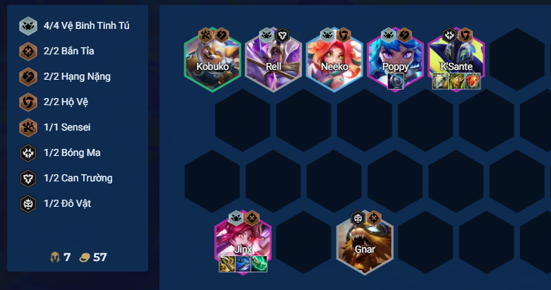 Chiến thuật chơi giữa game với đội hình Jinx K'Sante