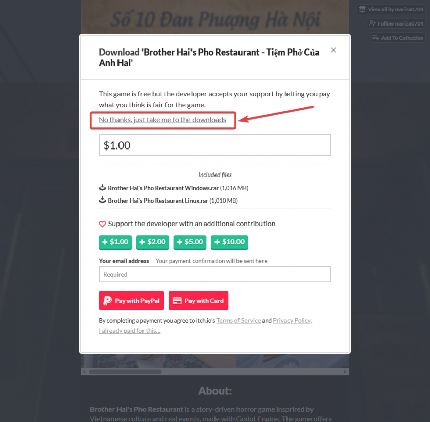 Hướng dẫn tải game Tiệm Phở của Anh Hai 734587 Chọn donate hoặc không donate