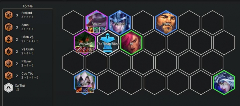 Giữa game đội hình Warwick carry Nâng cấp Vi, Jinx để mở khóa Warwick