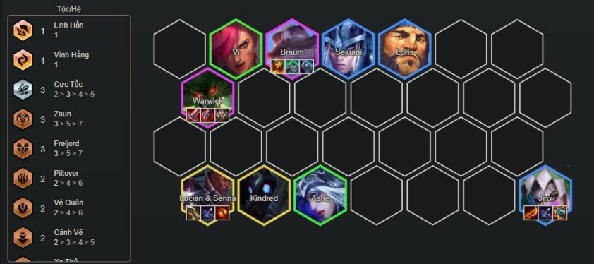 Cuối game đội hình Warwick carry Hoàn chỉnh đội hình khi đạt cấp 8-9