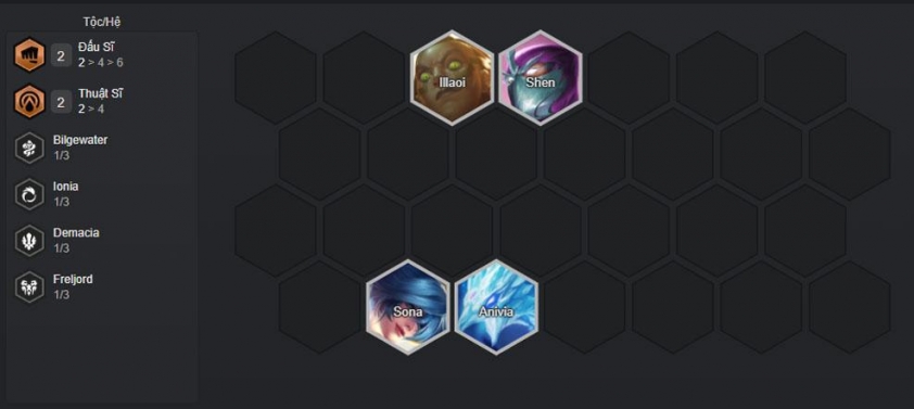 Bắt đầu với các tướng Đấu Sĩ và Thuật Sĩ 1 vàng