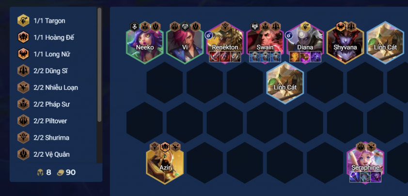 Đội hình Diana Shurima DTCL Mùa 16 Đội hình Diana kết hợp Shurima mạnh cuối trận