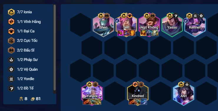 Đội hình Yunara Ionia DTCL Mùa 16